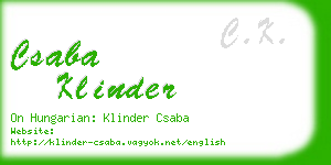 csaba klinder business card